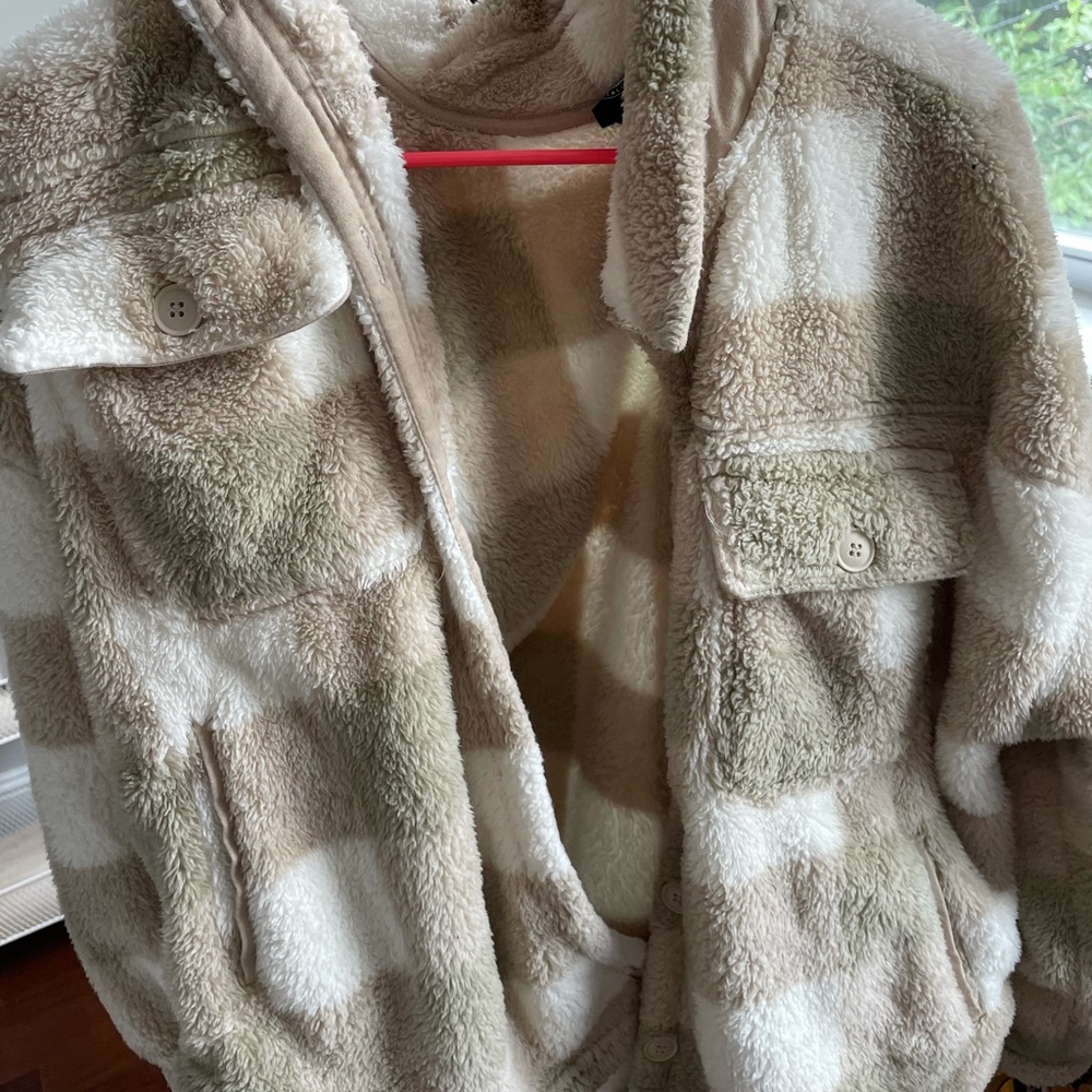 Oversized Plaid Furry Coat